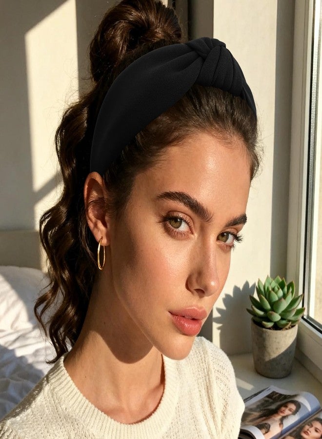 ييسيون طوق رأس أسود معقود من YISSION، طوق رأس عريض للنساء، طوق رأس مانع للانزلاق، طوق رأس عصري على شكل عقدة علوية، إكسسوارات شعر للنساء والفتيات - Image 5